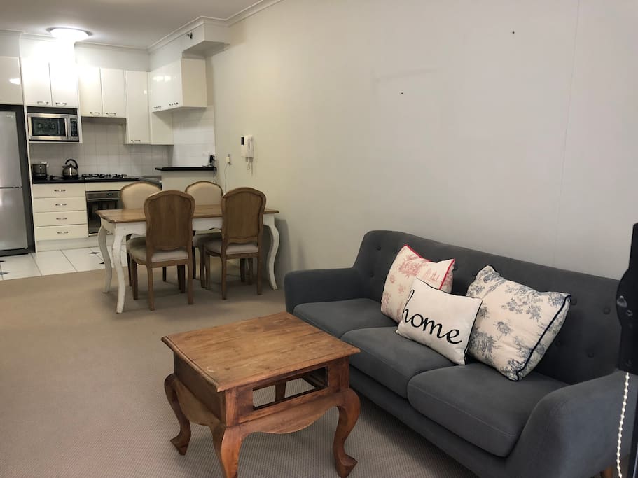Living room with open kitchen