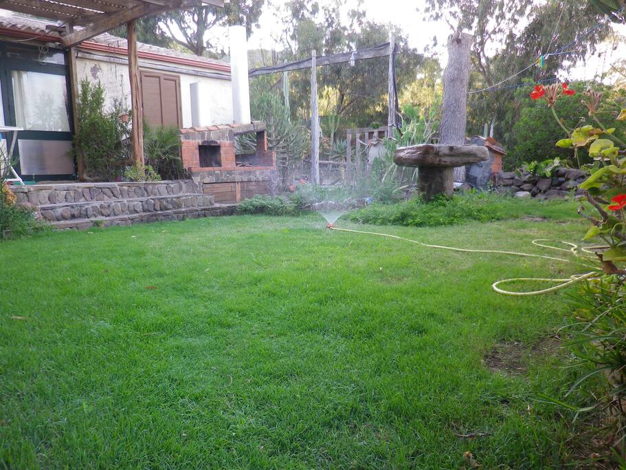 Giardino con barbecue