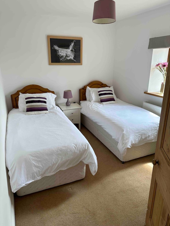 Twin beds in third bedroom