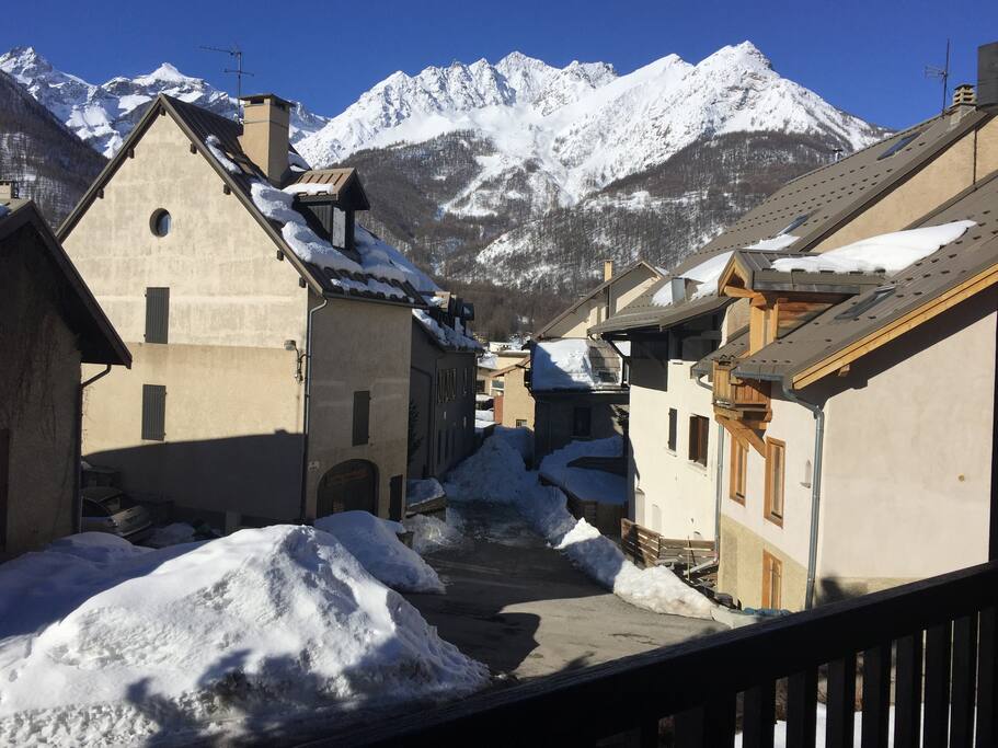 Vue du balcon en hiver