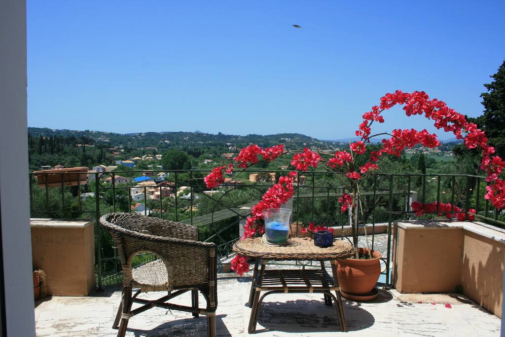 The balcony above the swimming pool