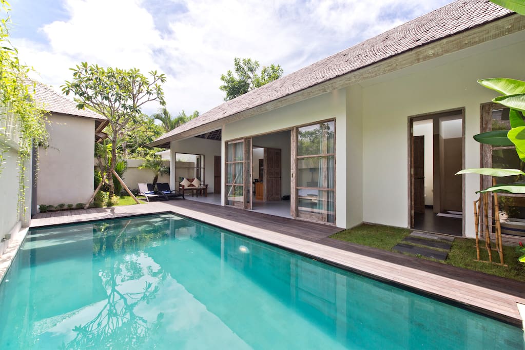 Front view one bedroom villa with pool