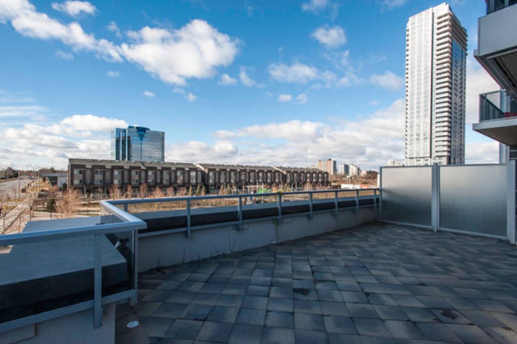 Spacious balcony with a bright view