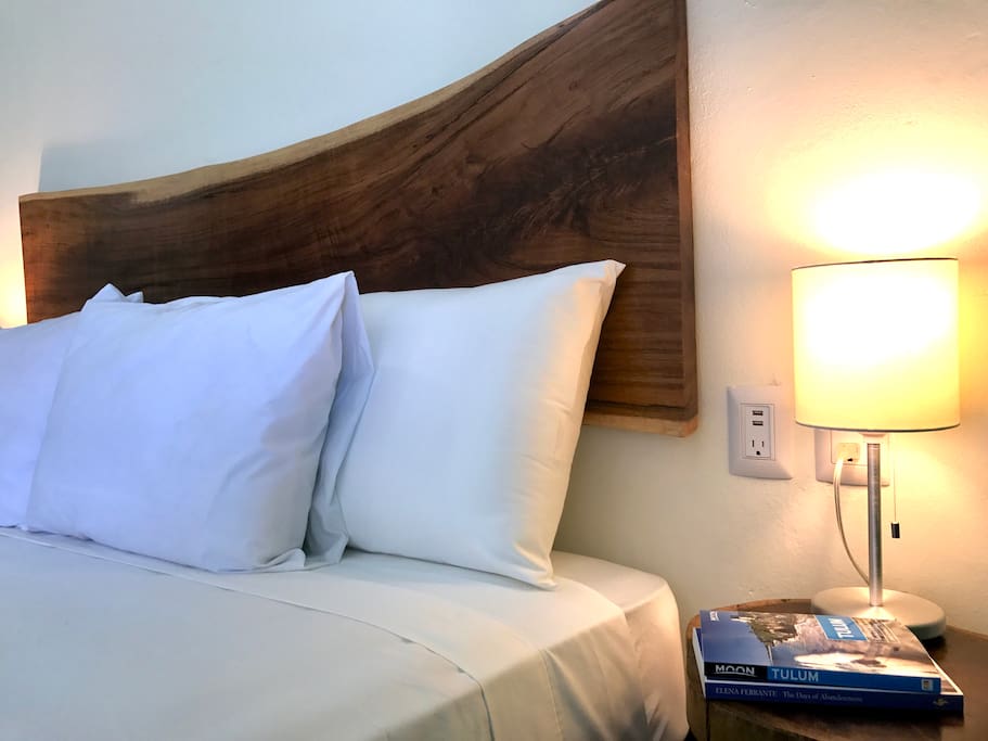Comfortable bed, guidebook and USB power center