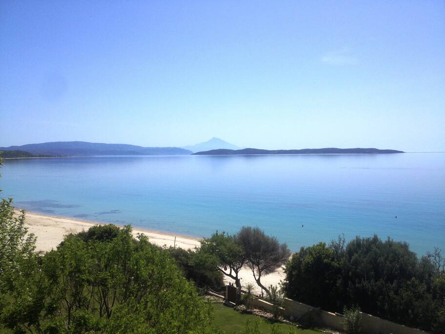 view to Ammouliani island + Athos mountain