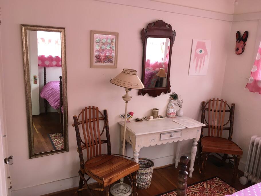 Bed, mirror, lamp were my grandmother's. New mattress, though!