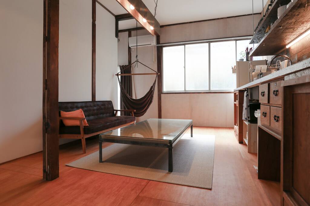 kitchen and living room