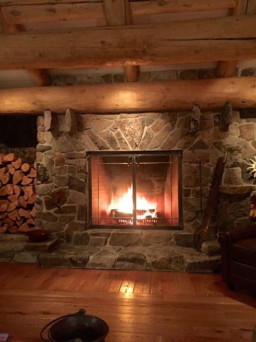 Beautiful wood burning fireplace