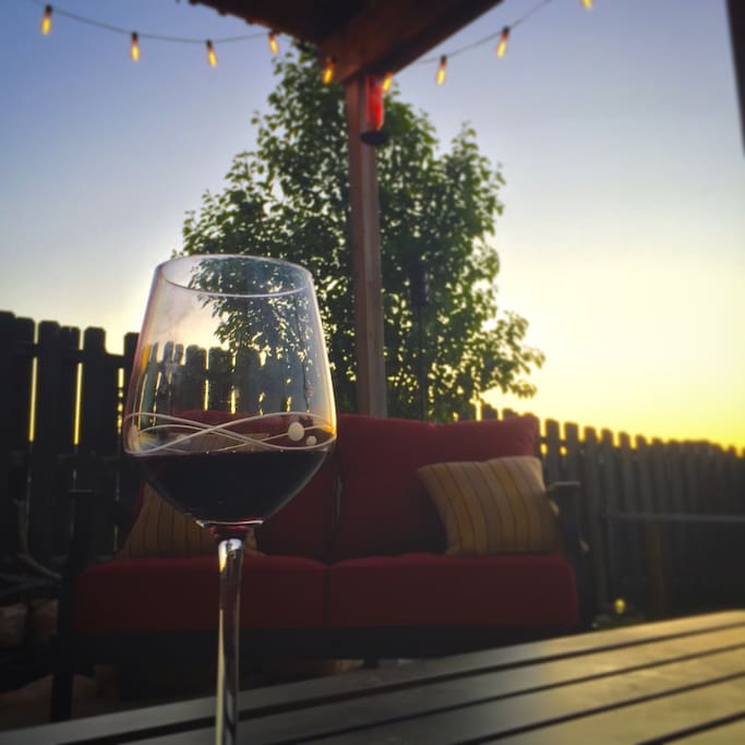 Relax downstairs on the patio and enjoy a sunset. Light up the Edison bulbs for max relaxation.