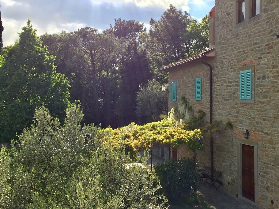 The front of the villa with pergola