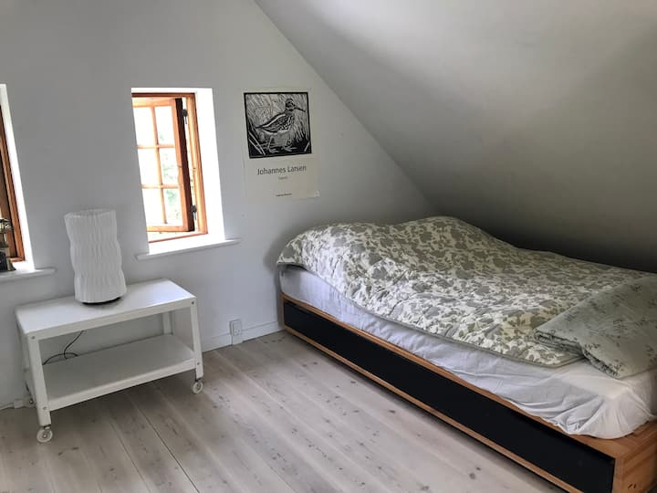 Një nga dy krevatet me përmasa mbretëreshash (140 cm) në pjesën tjetër në katin e parë