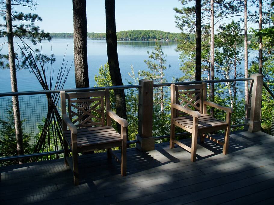 The deck during the day, and the top of the tepee