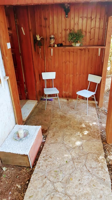 A small private outside area for morning coffee or evening talks