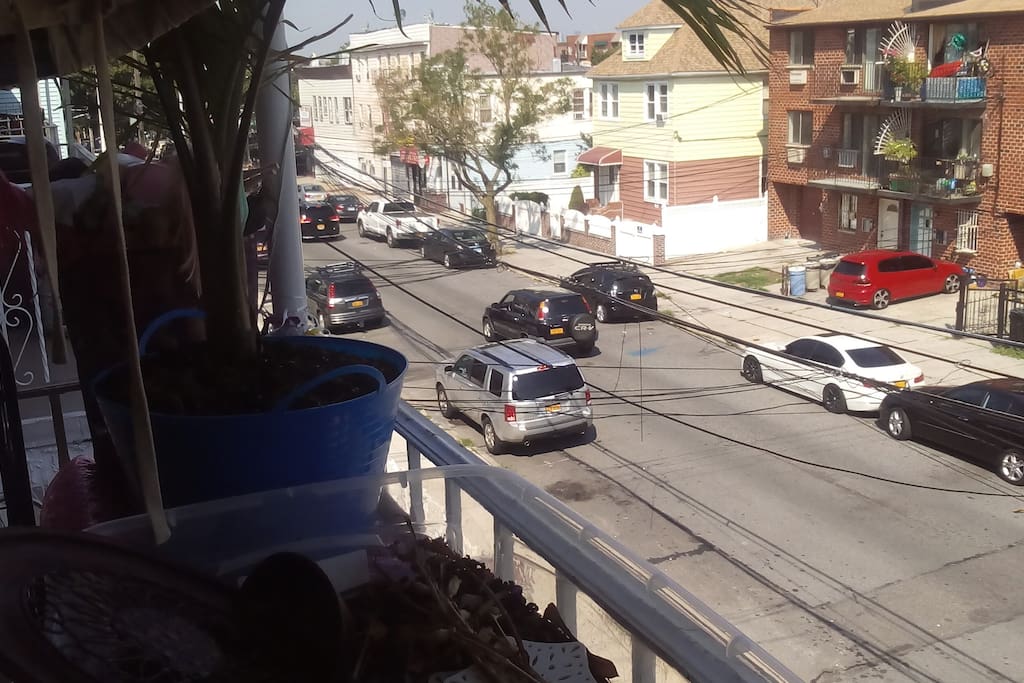 View from balcony near red and white