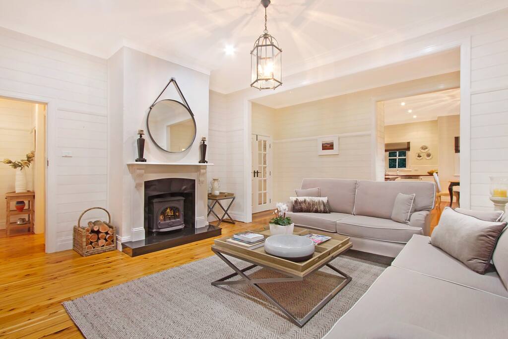 Lounge room with fireplace