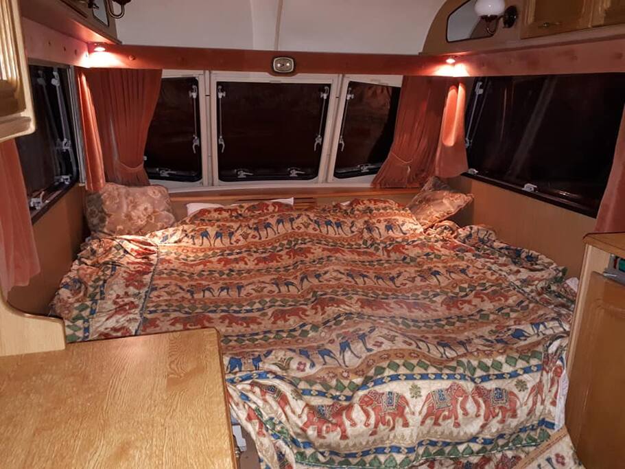 Couches fold down to a double bed.