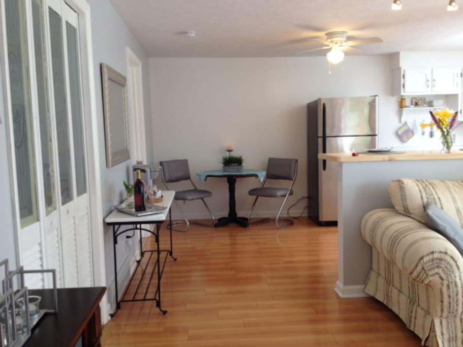View from living room towards kitchen table