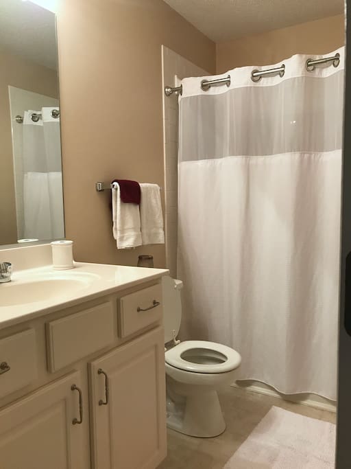 Clean, private guest bathroom