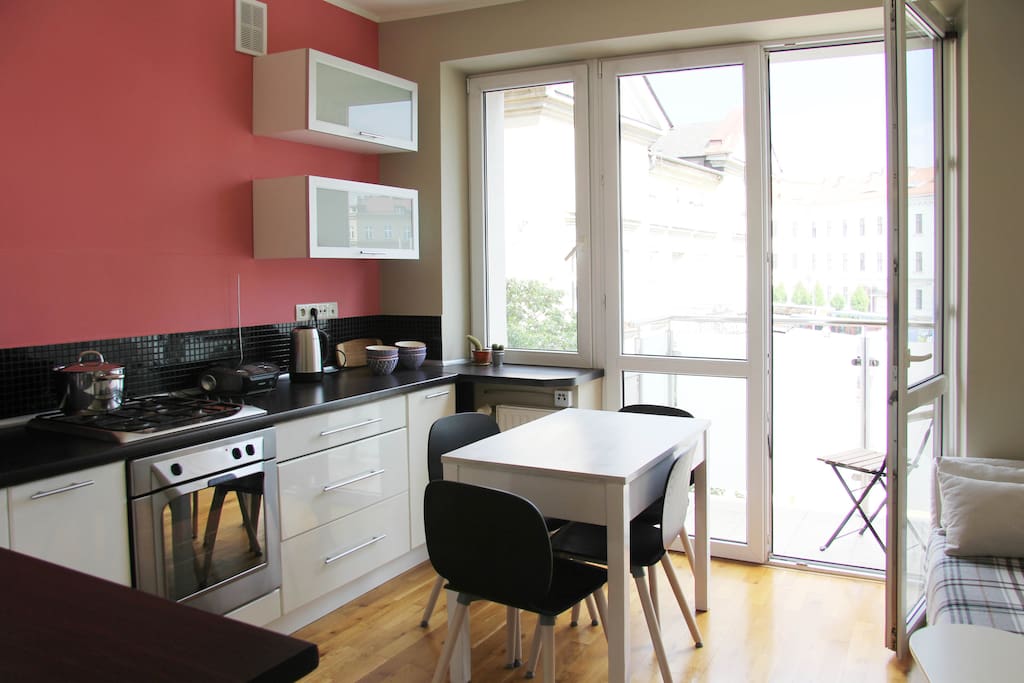 Kitchen with the balcony