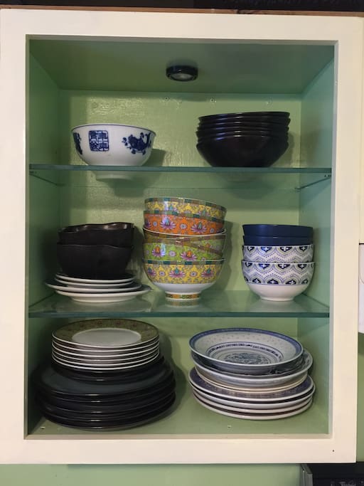 We love mismatched bowls and plates! So much more interesting!
