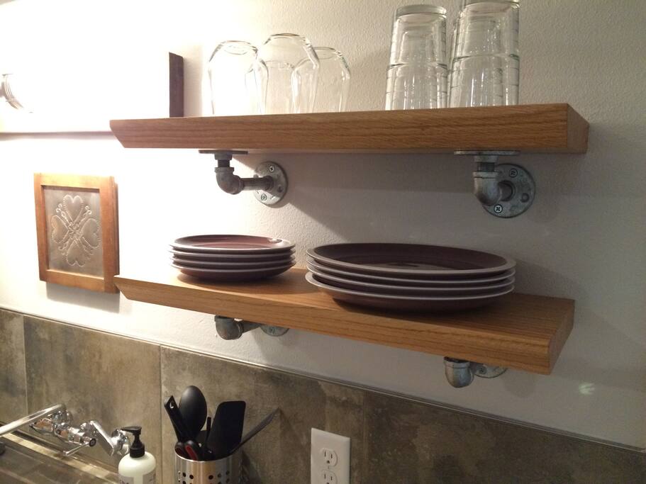 Pipe-themed shelves. Cool.