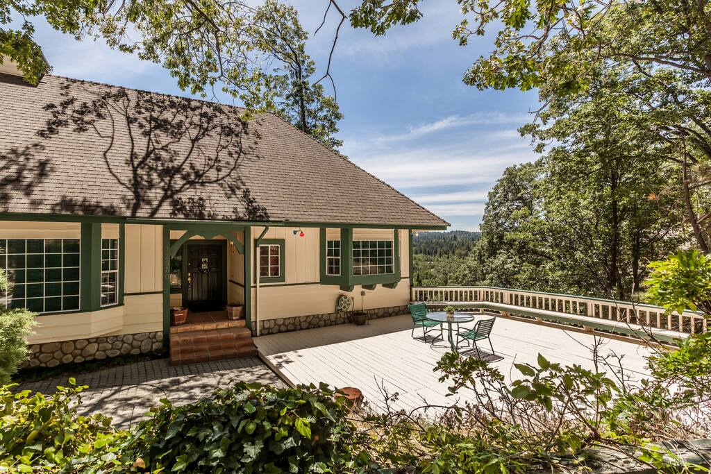 Large deck at the entry of the home