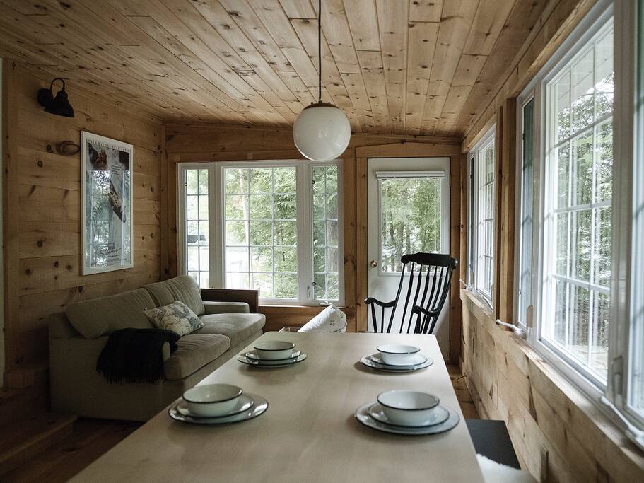 Muskoka room dining table and pull out sofa