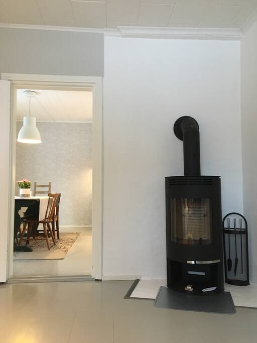 Fireplace in the living room.
Firewood is not provided, it's sold at most gas stations.