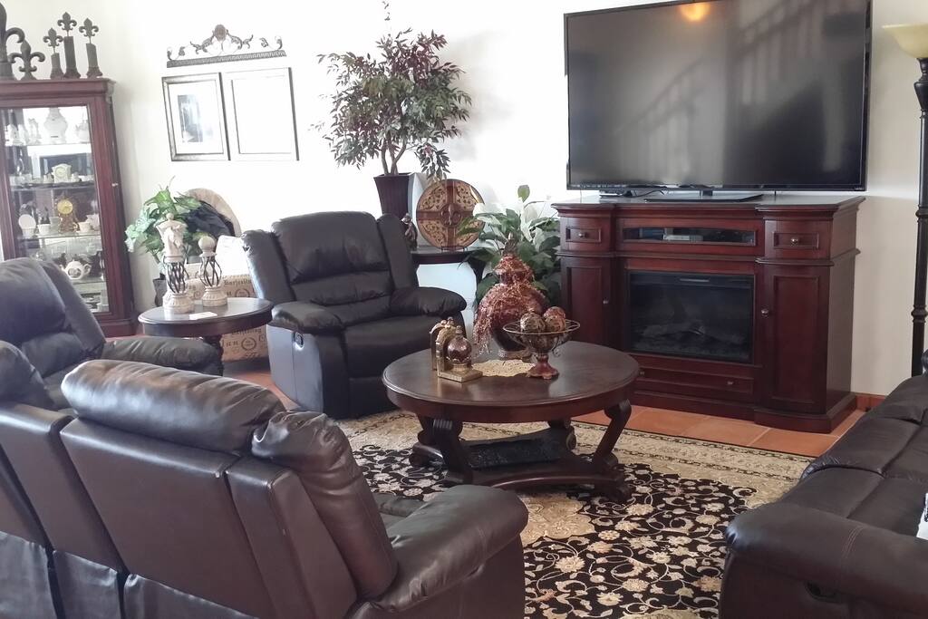 The common areas. Nice 72" TV but, who wants to be inside?!
