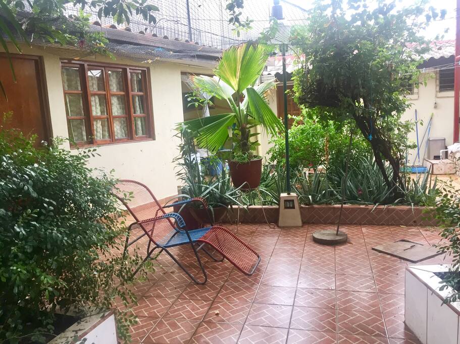 Nice little terrace in front of the rooms where you can enjoy complimentary cookies and coffee for breakfast!