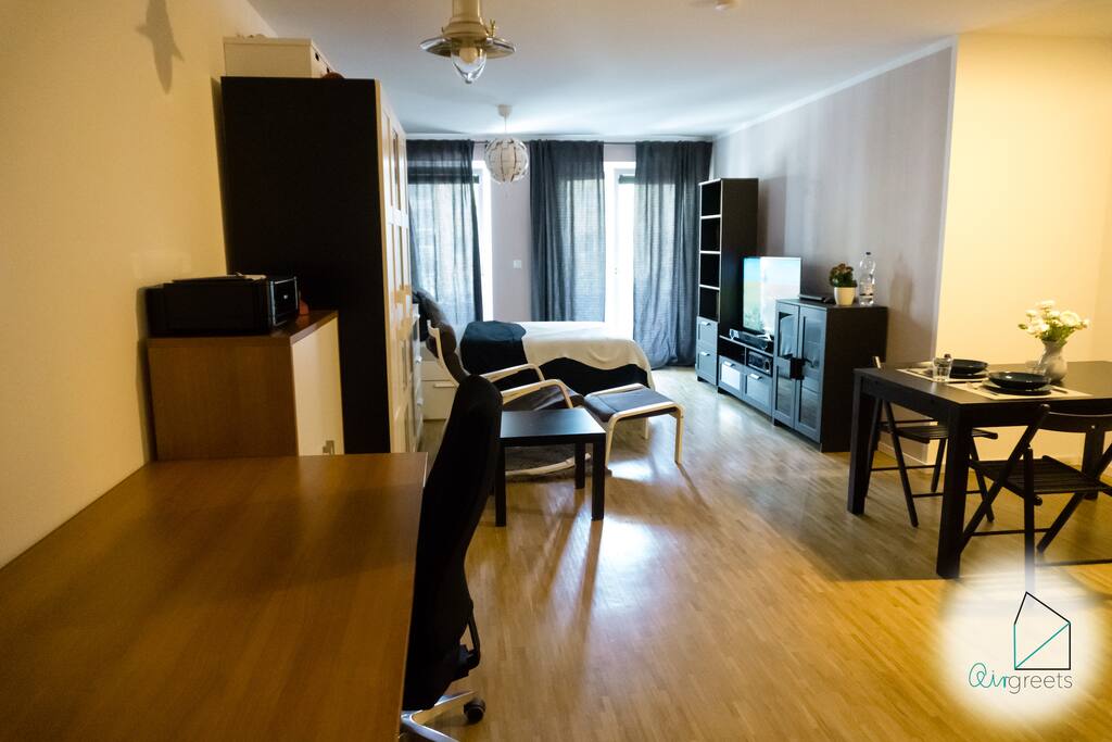 The living area serves your every need.
