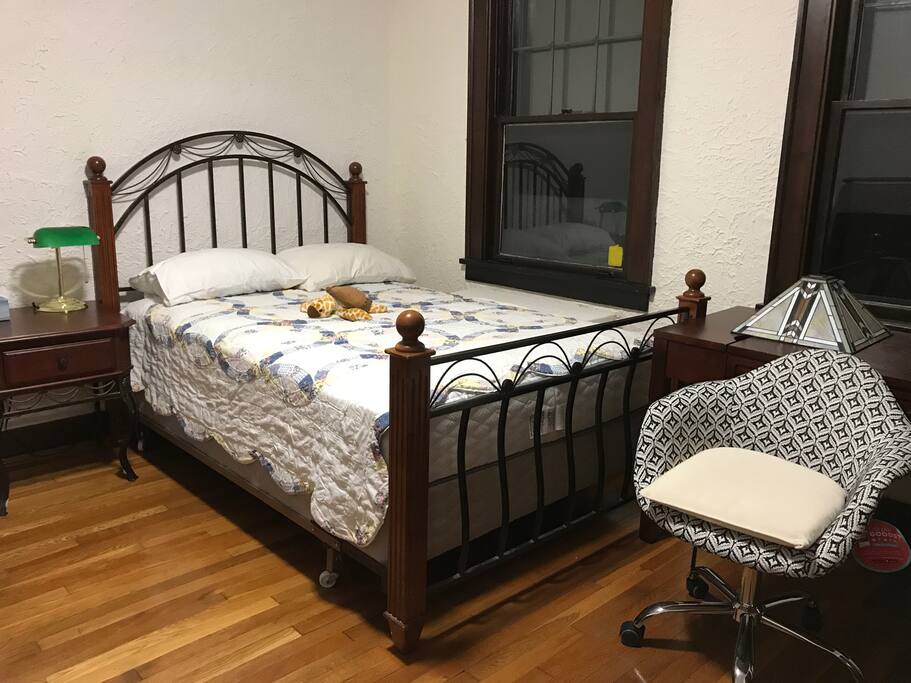 Extremely comfortable new double bed, fully furnished room with large windows with views