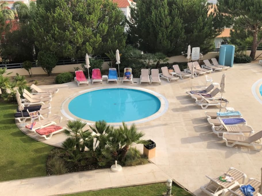 Swimming pool area. Balcony view