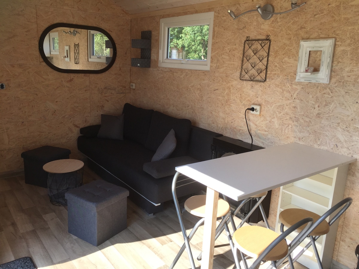 Sala de estar con sofá cama para 2 personas.