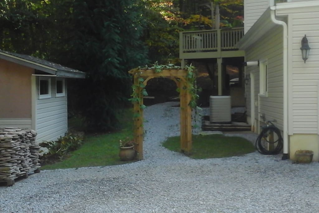 Parking and pathway to entrance