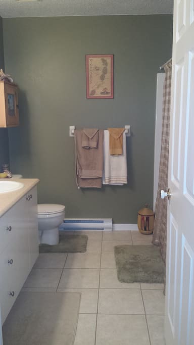 Bathroom with bath, shower and 2 sinks