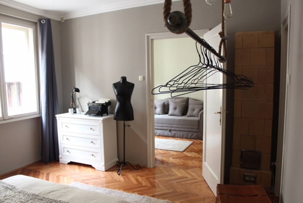 the view from bedroom to the living room