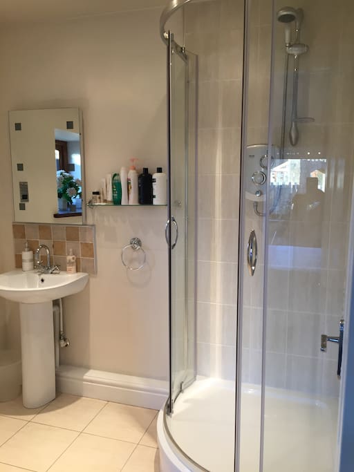 This is the en-suite bathroom which has a toilet and shower.