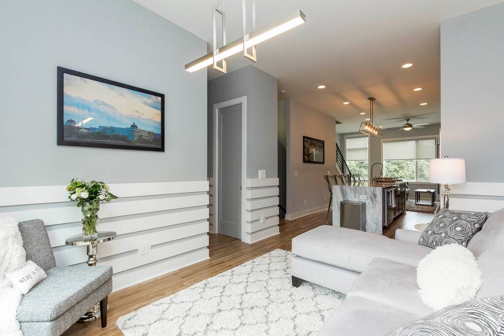 There is a queen-size pull-out couch in the second living room.
