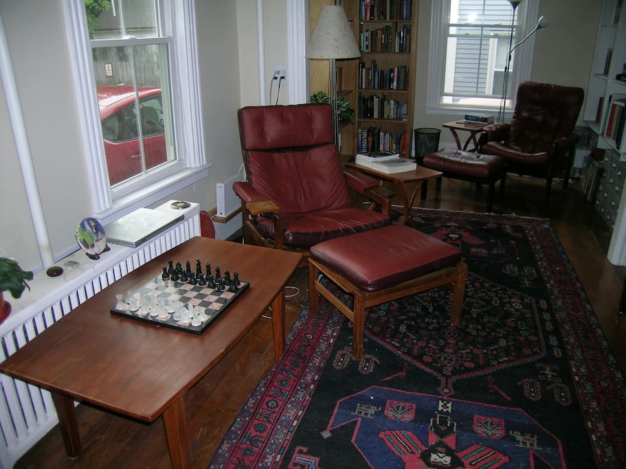 Living room and library