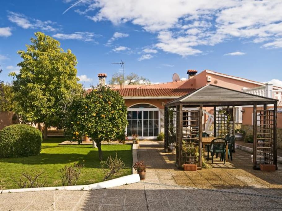 Overview of the house and garden.