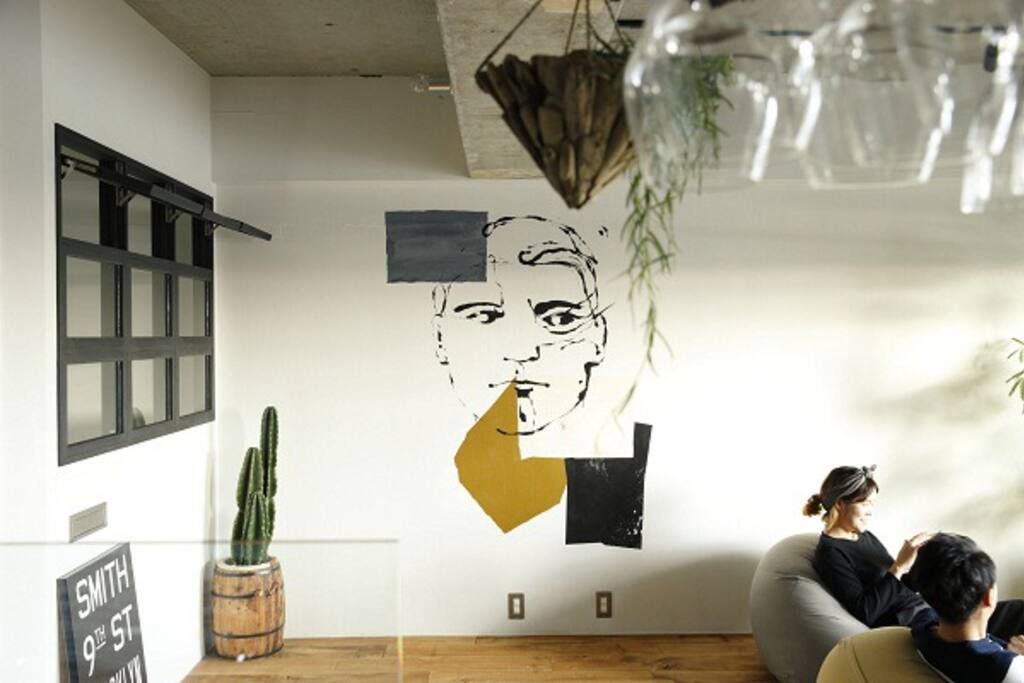 Living room with hand-painting