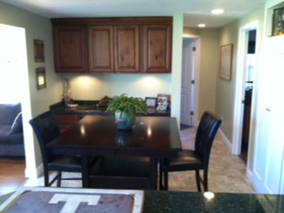 Dining area and work station in the back