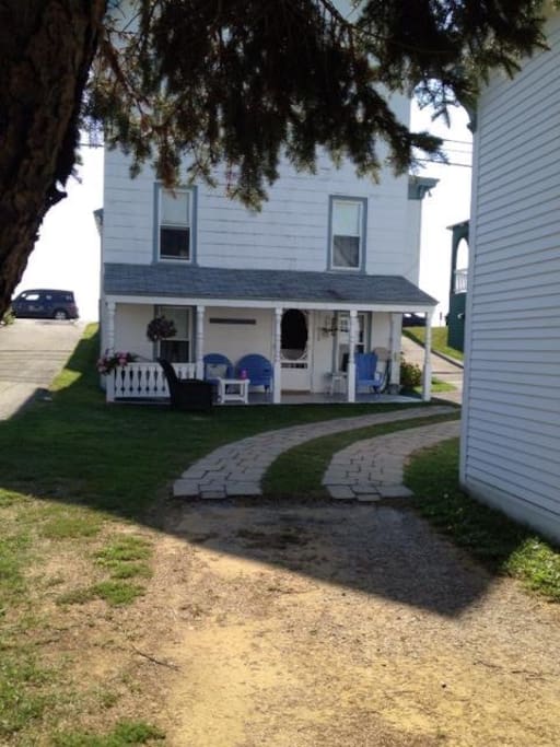 Back porch and backyard