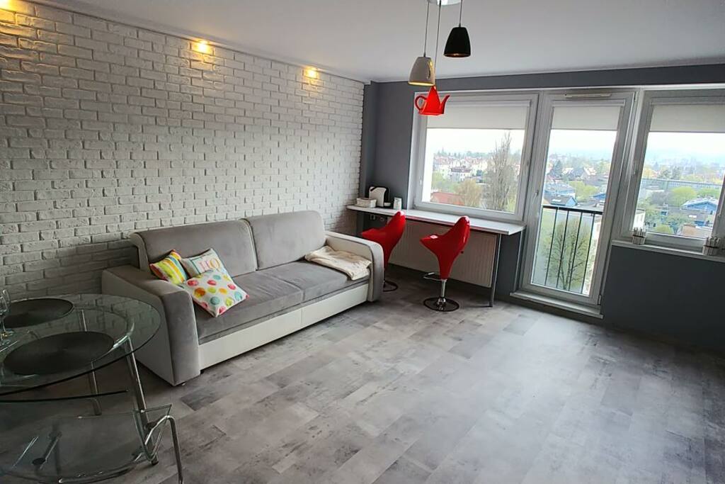 Salon z rozkładaną sofą