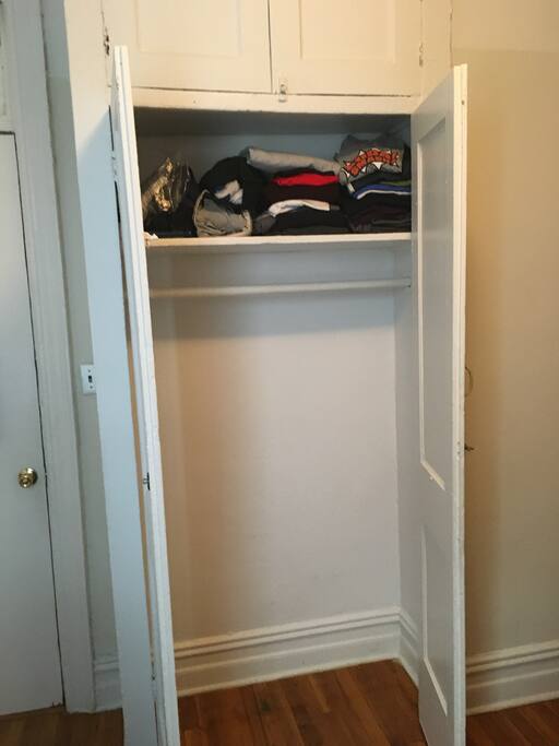 The closer will be empty, so that you can use it to hang your clothes.