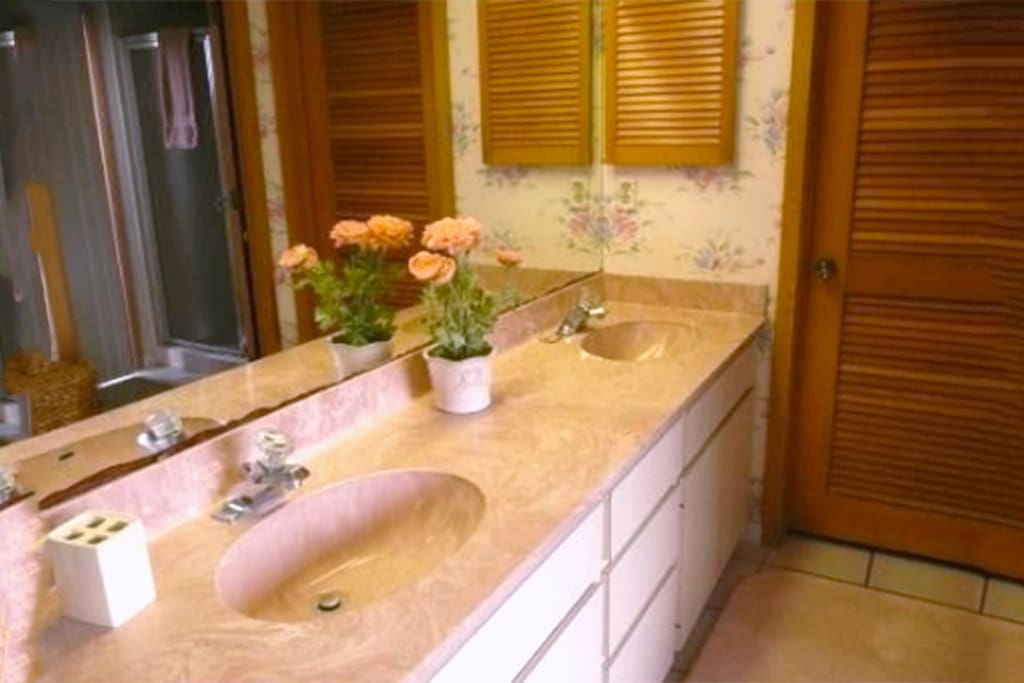 Ensuite bath, two sinks, separate shower, jetted tub.