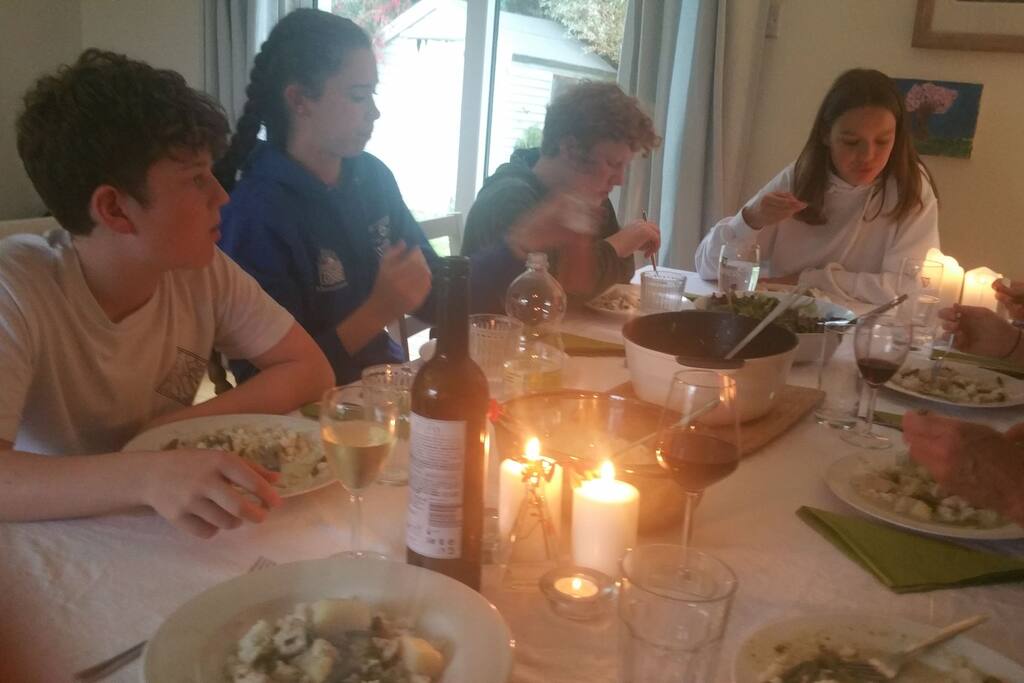 lots of time spent round the dinner table with no TV to distract. Though there are.plenty of classic old videos for a rainy day
