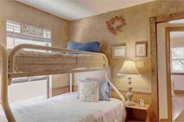 Bottom bunk is a full  top is a twin