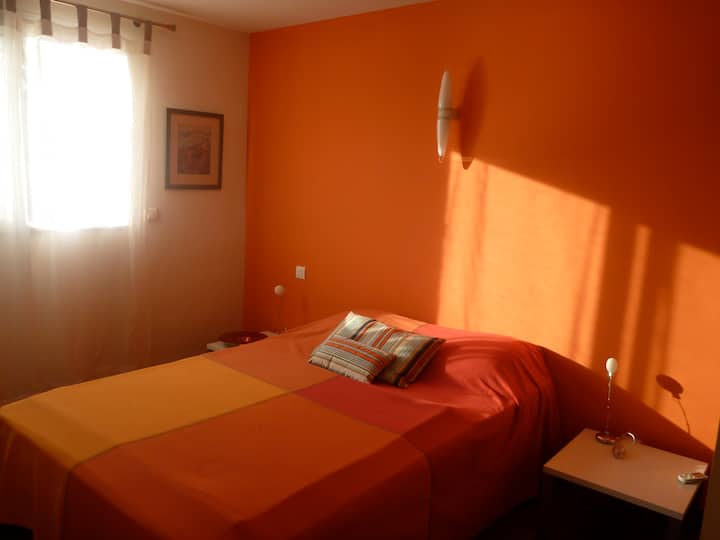 chambre au R de Ch, vue piscine